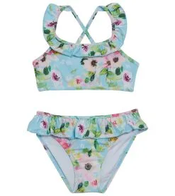 Snapper Rock Girls' Watercolor Sports Ruffle Two Piece Bikini Set (Toddler, Little Kid)