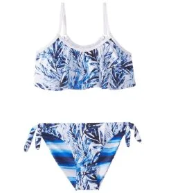 Snapper Rock Girls' Ombre Leaf Flounce Bikini Set (Toddler, Little Kid, Big Kid)