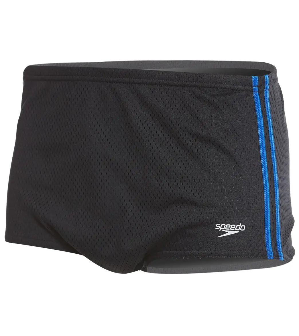Speedo Solid Poly Mesh Square Leg Swimsuit
