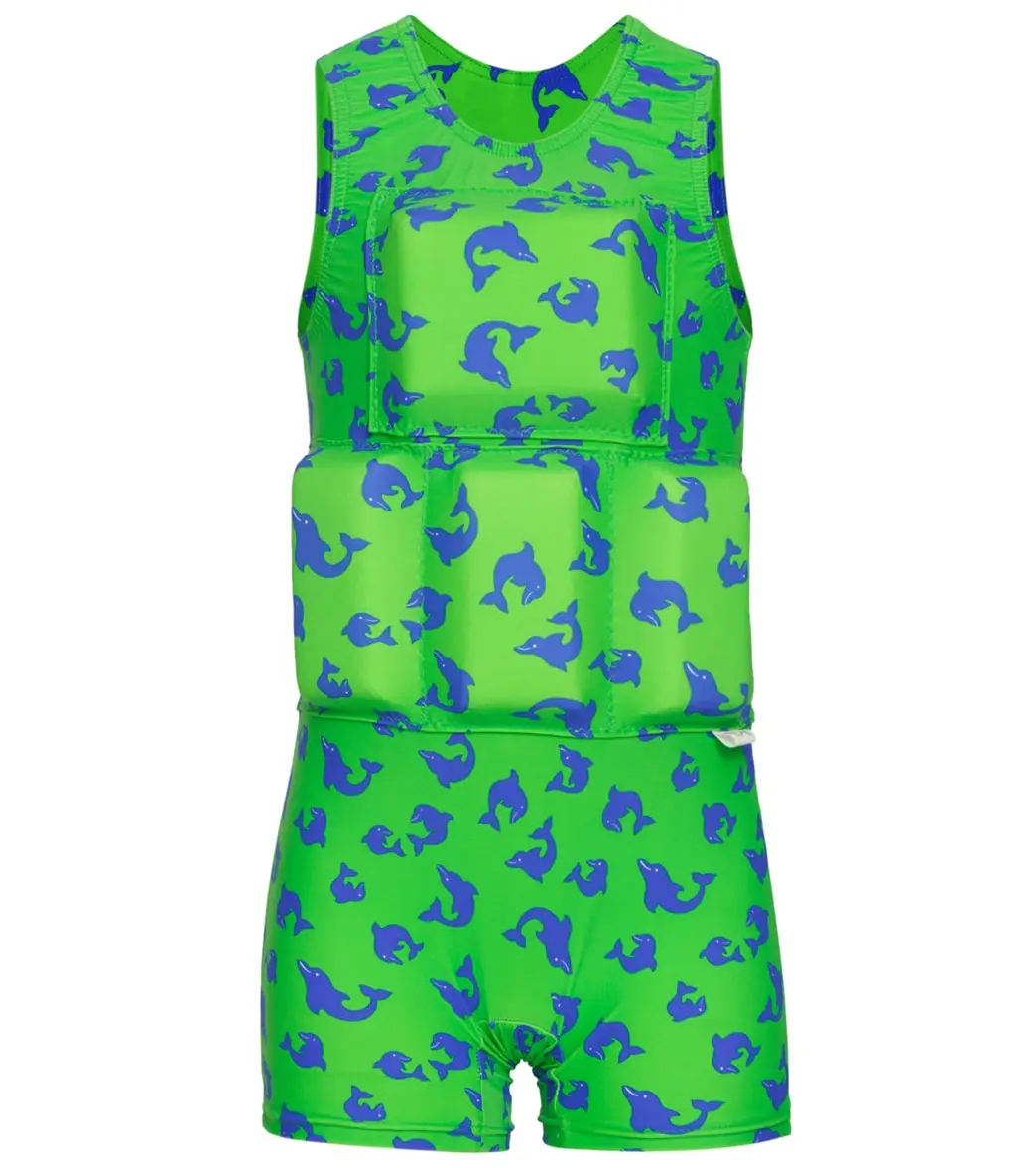 My Pool Pal Boy's Bright Green And Blue Dolfin Floatation Swimsuit
