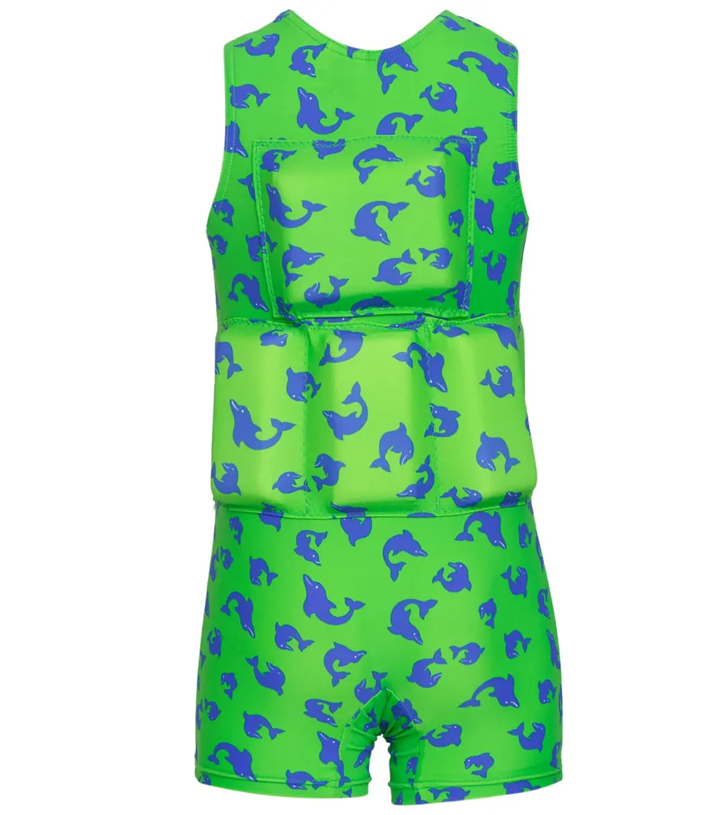 My Pool Pal Boy's Bright Green And Blue Dolfin Floatation Swimsuit - Image 2