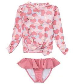 Snapper Rock Girls' Apple Love LS Ruffle Set (Baby, Toddler, Little Kid)