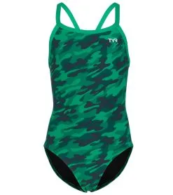 TYR Girls' Camo Diamondfit One Piece Swimsuit