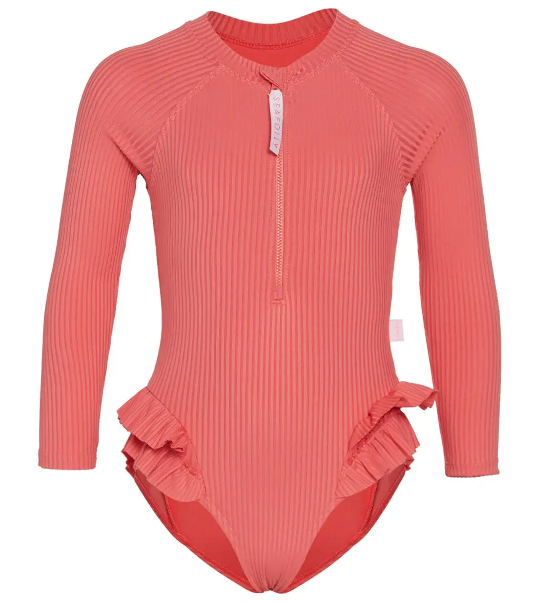 Seafolly Girls' Summer Essentials Long Sleeve One Piece Swimsuit (Baby, Toddler, Little Kid)