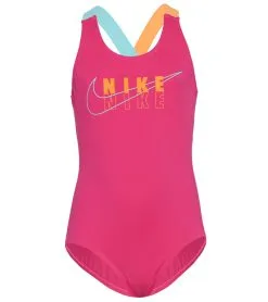 Nike Girls' Reflect Logo Crossback One Piece Swimsuit