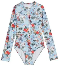 Seafolly Girls' Summer Vacay Long Sleeve One Piece Swimsuit (Big Kid)