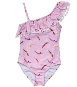 Snapper Rock Girls' Diving Diva One Shoulder Frill One Piece Swimsuit (Toddler, Little Kid, Big Kid)