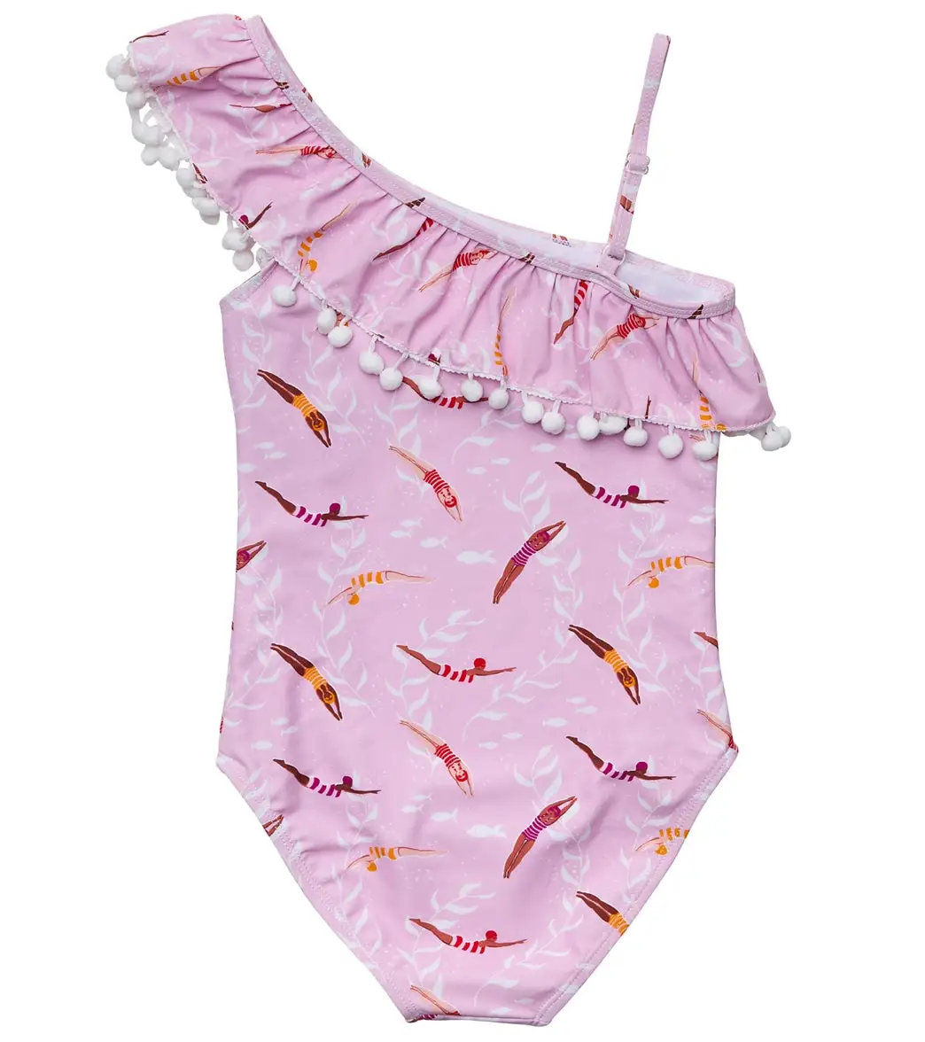 Snapper Rock Girls' Diving Diva One Shoulder Frill One Piece Swimsuit (Toddler, Little Kid, Big Kid) - Image 2