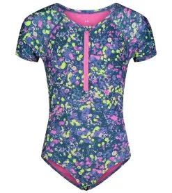 Under Armour Girls' UA Micro Meadow Short Sleeve One Piece Swimsuit (Toddler, Little Kid)
