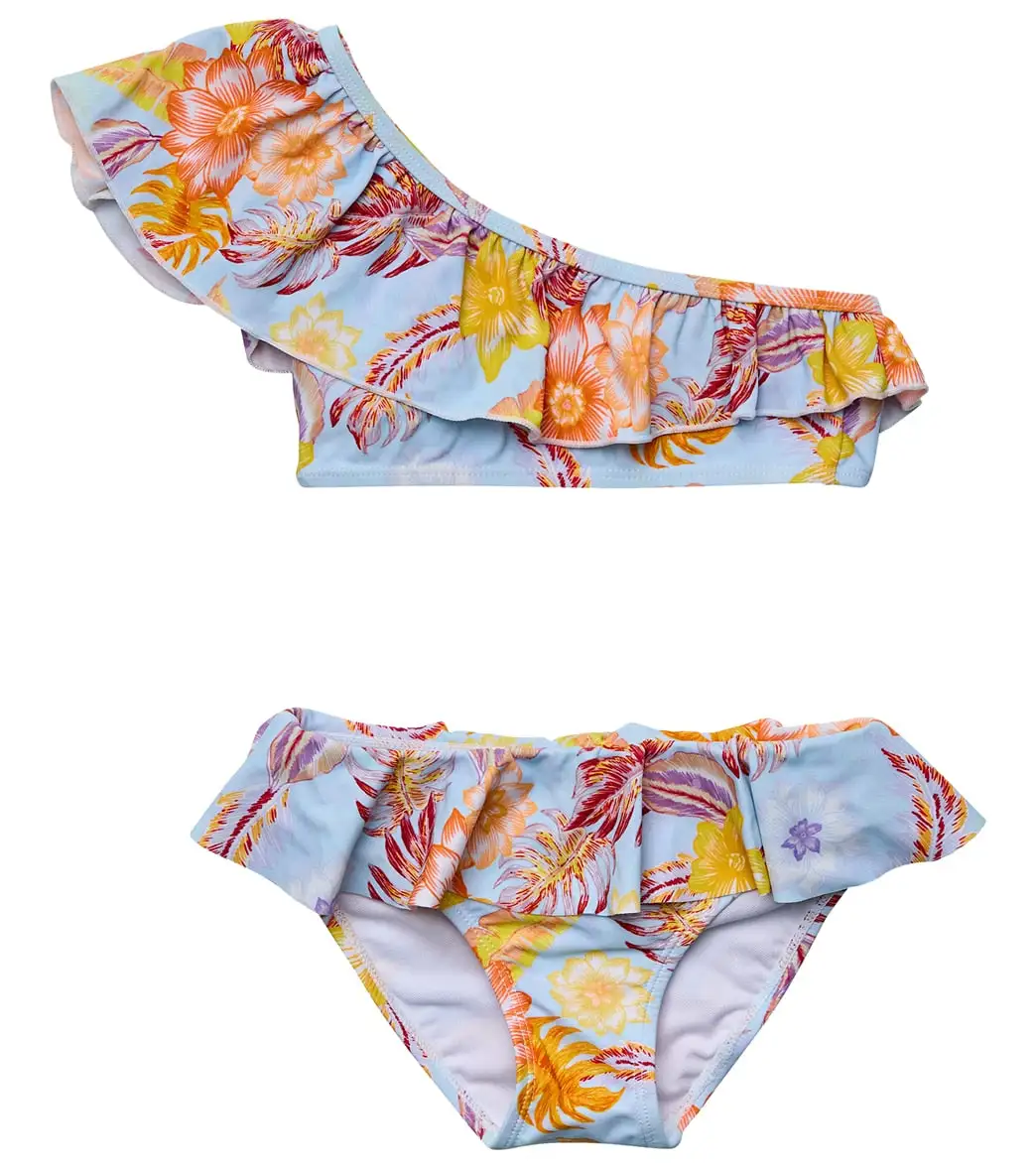 Snapper Rock Girls' Boho Tropical One Shoulder Two Piece Bikini Set (Little Kid, Big Kid)