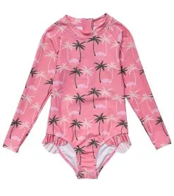 Snapper Rock Girls' Palm Paradise Long Sleeve One Piece Swimsuit (Toddler, Little Kid, Big Kid)